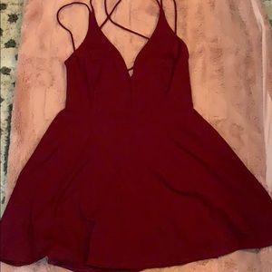 Lulu’s Burgundy Backless Skater Dress